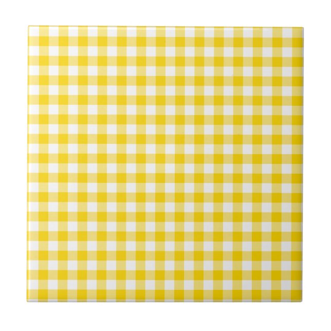 Gingham Amarelo e Branco verifica padrão quadrado (Frente)