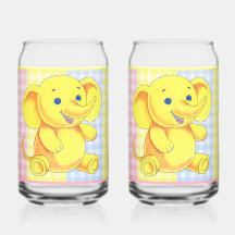 Gingham Animal Soda Glass