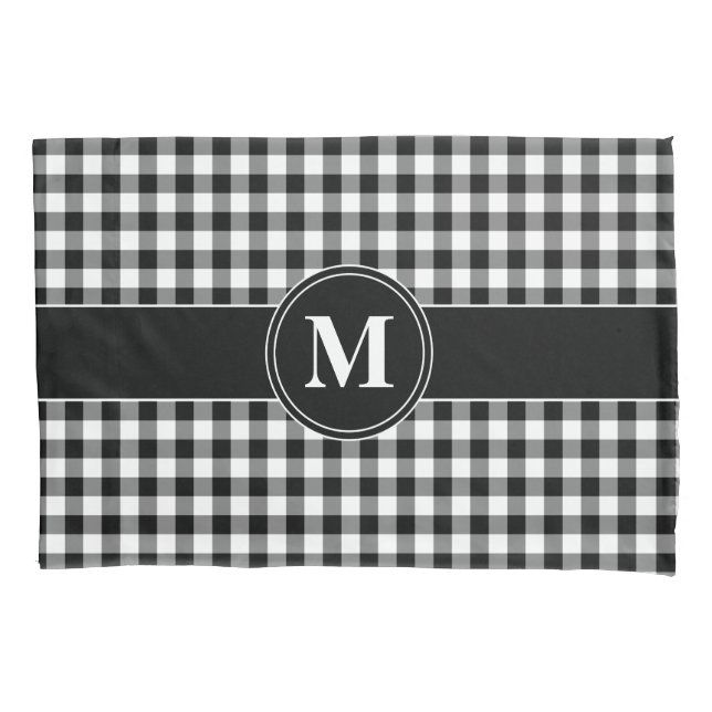 Gingham Branco E Preto Monograma (Frente)