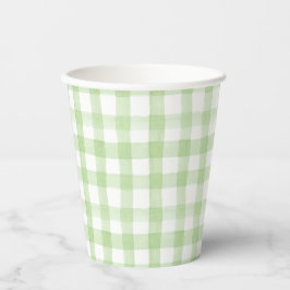 Gingham Branco e Verde da Aquarela