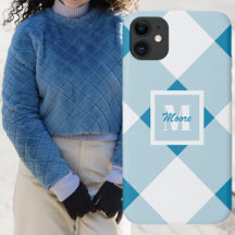 Gingham - Capa de telefone Azul Médio e Claro