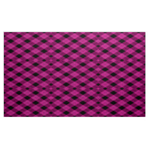 Gingham Check Magenta e Tecido de Padrão Preto