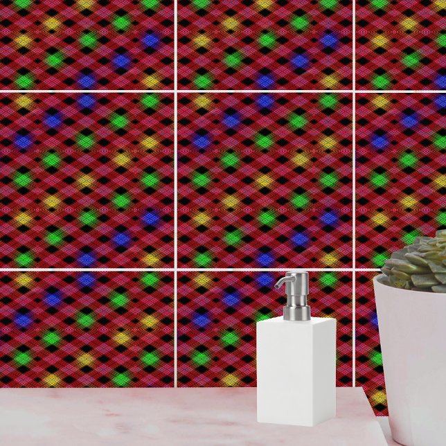 Gingham Check Multicolor Pattern (Gingham Check Multicolored Pattern Ceramic Tile)