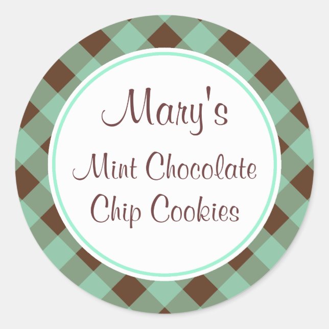 Gingham Cozinha de Chocolate Mint Gingham Etiqueta (Frente)
