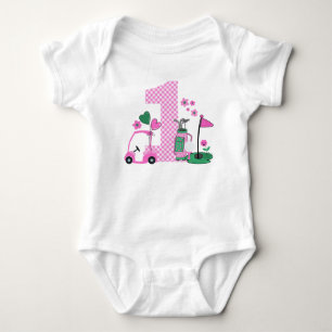 Gingham Pink Golf Primeira Camisa De Aniversário