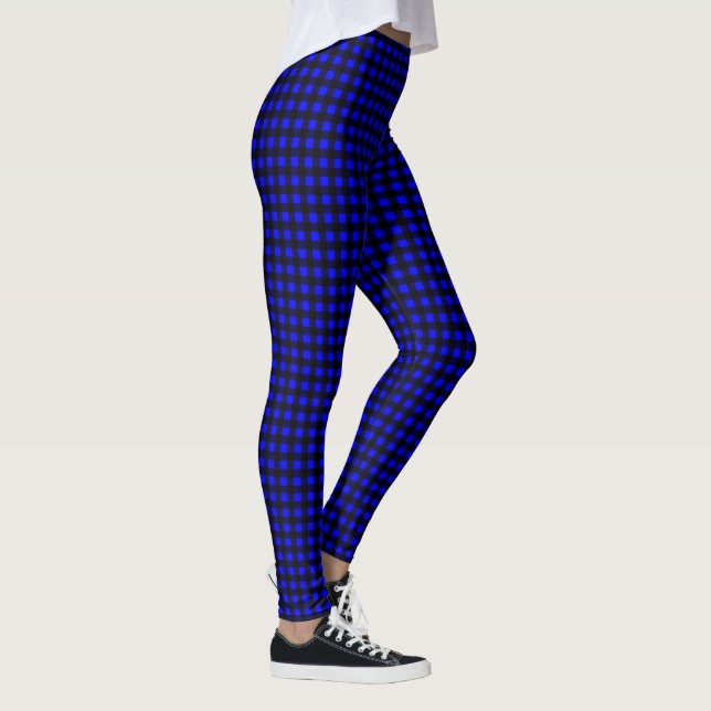 Gingham Preto e Azul - Leggings (Direita)