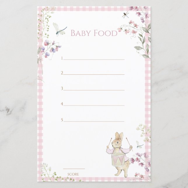 Gingham Rosa Peter o Coelho Adivinha Jogo da Comid (Frente)