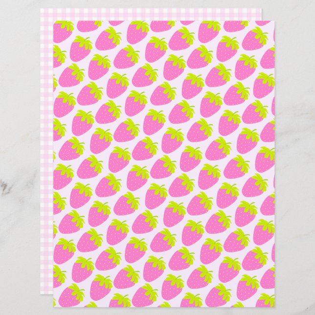 Gingham Rosa Pink Pastel de Morango (Frente/Verso)