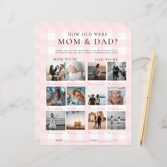 Gingham Rosa Quantos Anos Tinham A Mãe e O Jogo Fo (Frente/Verso In Situ)