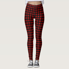 Gingham Vermelho e Negro - Leggings