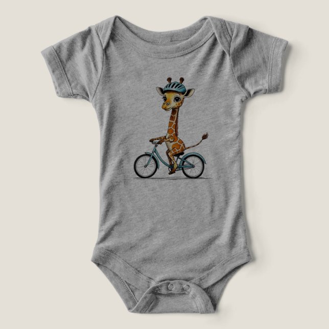 Girafa Andando Bicicleta - Arte Lápis Desenhada à  (Design frontal)