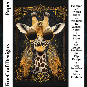 Girafa, Art Nouveau, Papel para Álbum de Recortes