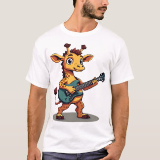 Girafa balançando com violão Camiseta Clássica