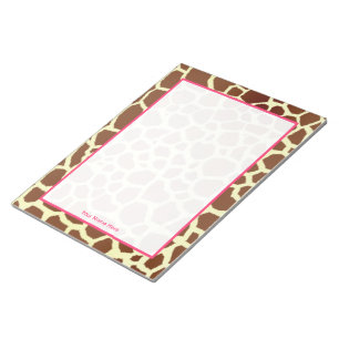 Girafa & bloco de notas personalizado rosa