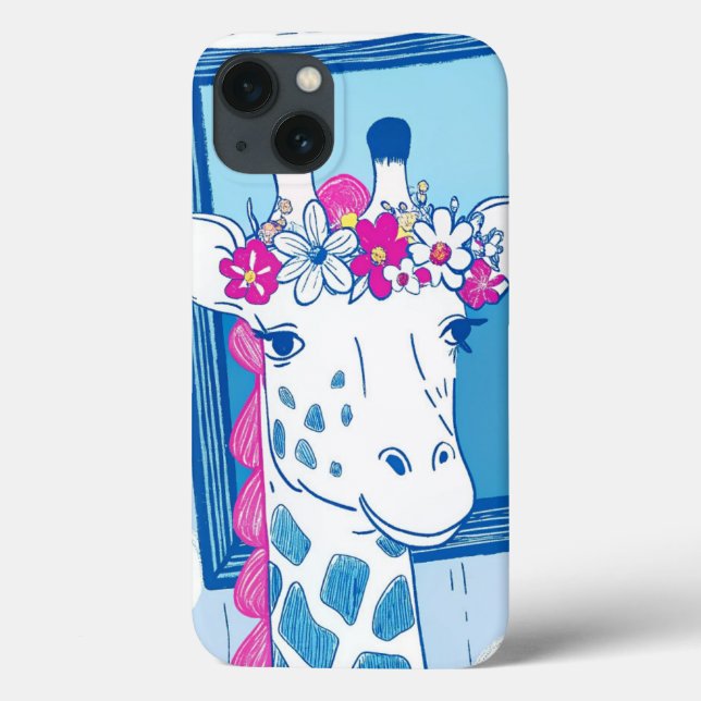 Girafa bonita com flores pop (Verso)