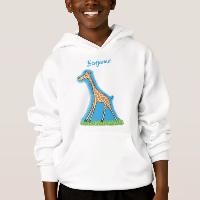 Girafa bonita e feliz com cartoon de borboleta (Frente)