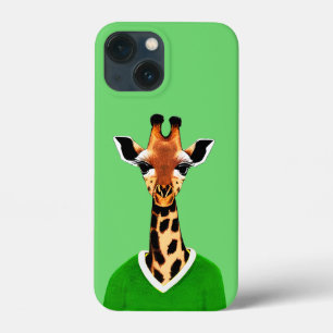 Girafa bonita Vestindo um suéter verde