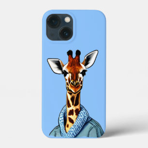 Girafa bonita Vestindo uma Jaqueta de Denim
