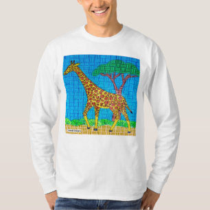Girafa (branca) - Camisa Masculina Manga Longa