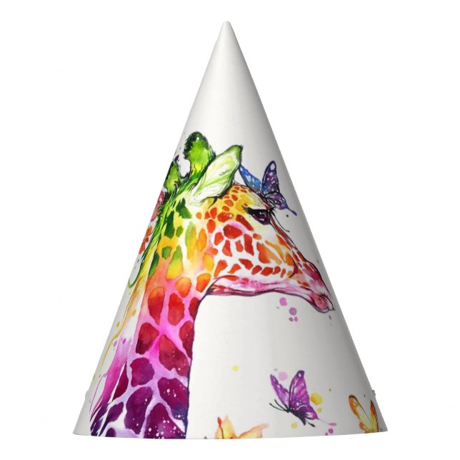 Girafa Colorida de Chapéu de Festa (Frente)
