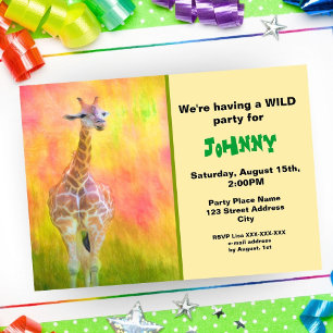 Girafa colorido algum convite do aniversário da