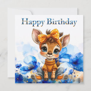 Girafa com laço de bolinhas Feliz Aniversário