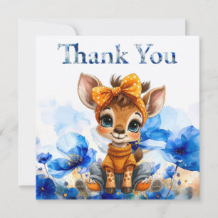 Girafa com laço de bolinhas Obrigado