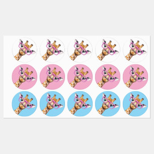 Girafa com Óculos Rosa Conjunto de Adesivos Animal