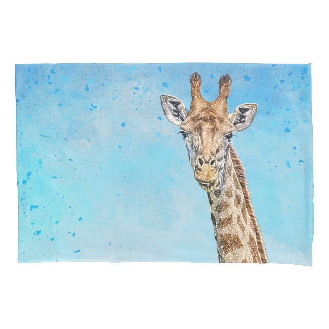 Girafa Curiosa com Céu Azul Confetti (Frente)