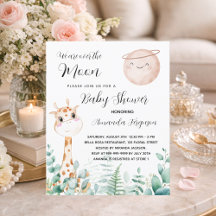 girafa da lua chá de fraldas convite bonito