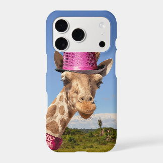 Girafa de chapéu cor-de-rosa brilhante