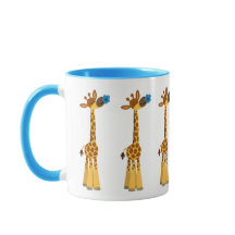 Girafa de desenho animado e caneca azul