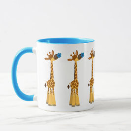 Girafa de desenho animado e caneca azul