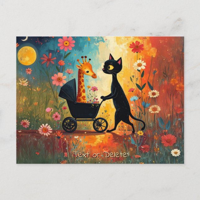 Girafa de Gato Fofo Cartão Postal (Frente)