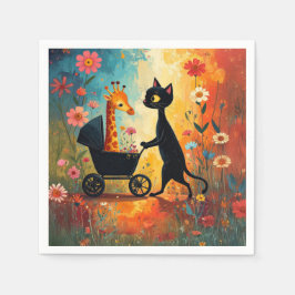Girafa de Gato Fofo Guardanapos