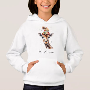 Girafa de Natal Personalizada Aquarela Chapéu de I