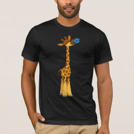 Girafa e camiseta de flores em quadrinhos