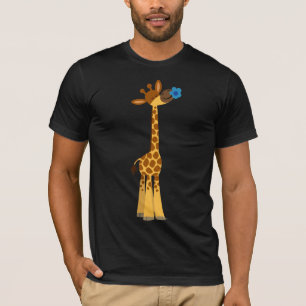 Girafa e camiseta de flores em quadrinhos