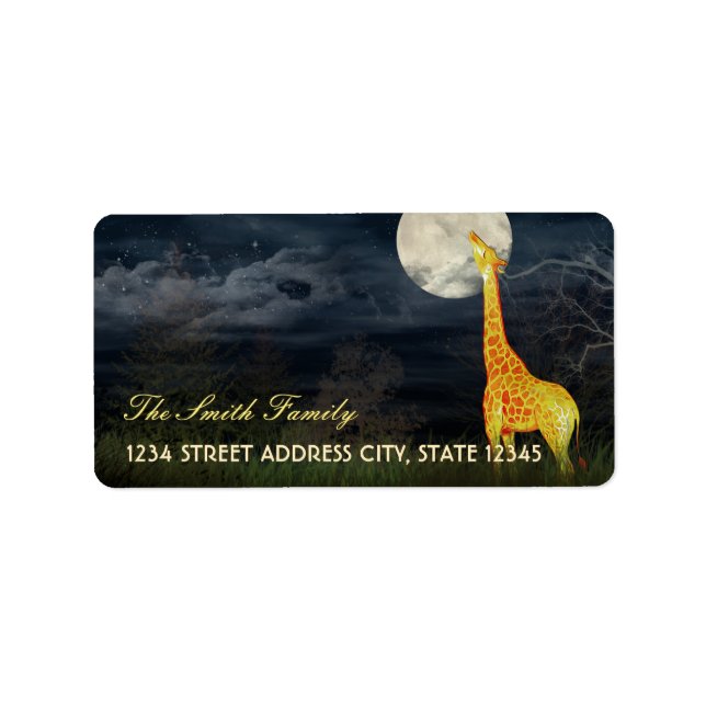 Girafa e Lua | Remessa Personalizada / Etiqueta de (Frente)