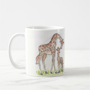 Girafa e seu design de vitelo em uma caneca