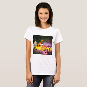 Girafa em Camiseta Básica Espacial