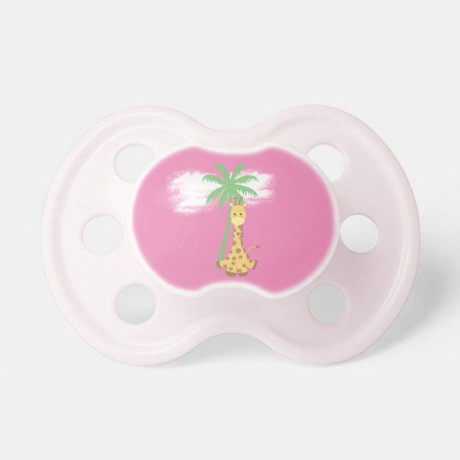 Girafa em chupeta rosa de menina bebê (Frente)