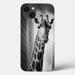 Girafa em uma paisagem urbana