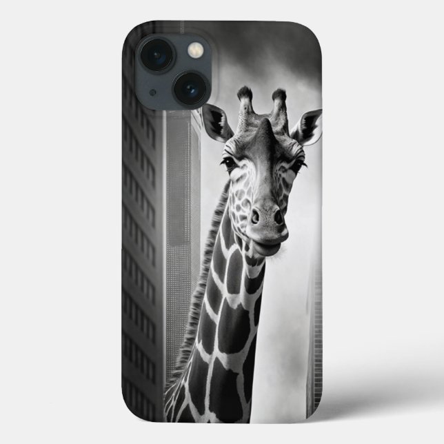 Girafa em uma paisagem urbana (Verso)