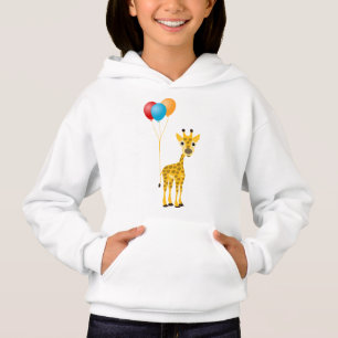 Girafa engraçada com balões coloridos