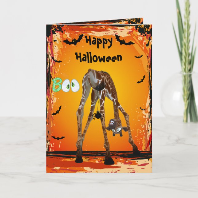 Girafa Engraçada e Cartão de Halloween Spider (Frente)