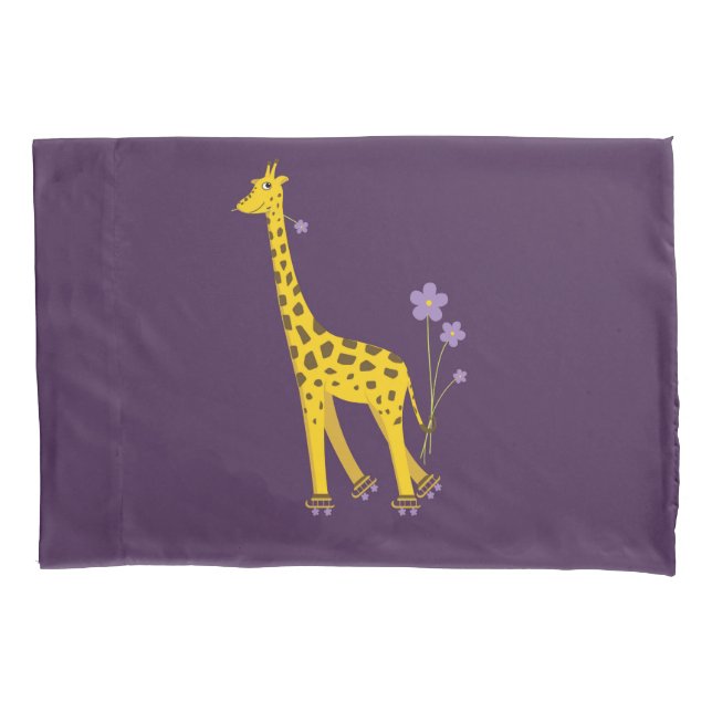 Girafa engraçado roxo da patinagem de rolo (Frente)