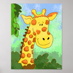 Girafa Fofa na Impressão de Arte da Selva Quarto I