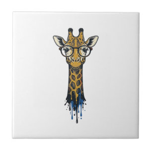Girafa Gravada Vintage Com Design De Óculos_1