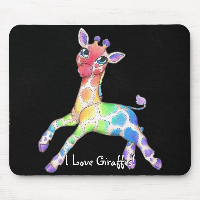 Girafa Mousepad do arco-íris (Frente)